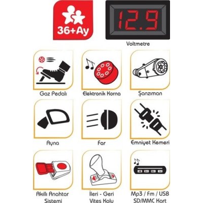 Pilsan Tery Bery Uzaktan Kumandalı Akülü Araba, 12 Volt, Beyaz