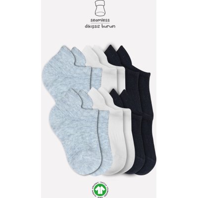 Bistyle Penye Sneakers Soket Çorap, Gri, 6'lı