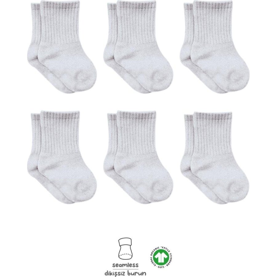 Bistyle 6lı Penye Düz Soket Çorap BS6008 Gri Melanj