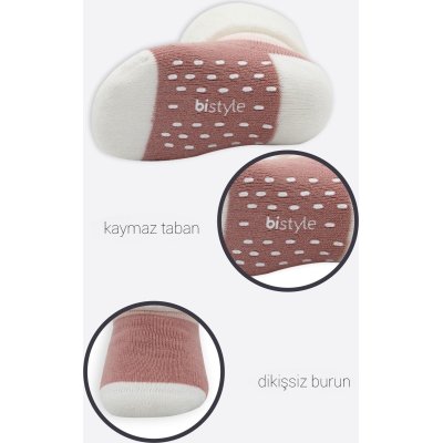 Bistyle Puanlı Kaymaz Havlu Soket Çorap 2'Li BS10502 Gri Pudra
