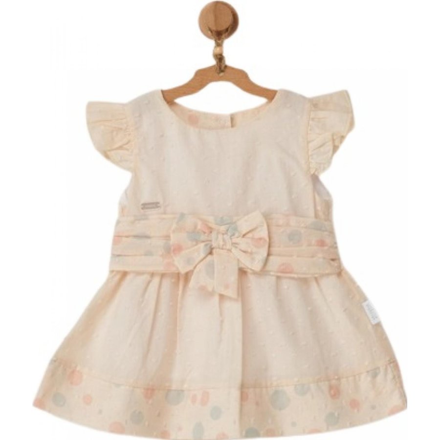 Andywawa Pompom Vanilla Cream Bebek Elbise, Ekru