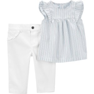 Carter's Kız Bebek 2'li Alt Üst Set, Mavi