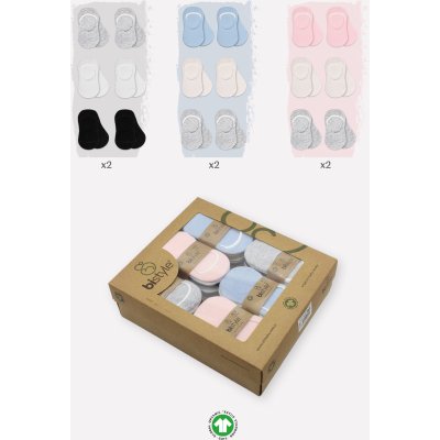 Bistyle 6'Lı Silikonlu Babet Penye Çorap 30101 Pembe Ekru Gri