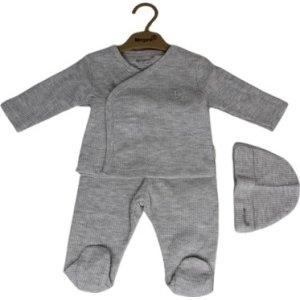 Bibaby Biorganik Nature İn Waffle 3'lü Zıbın Seti, Gri, Melanj