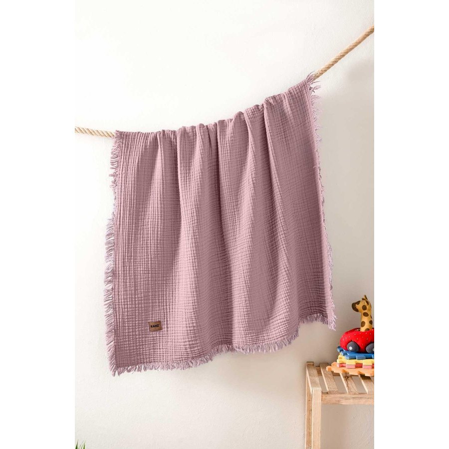 Kanz Bebek Müslin Örtü, 4 Kat, Gül Kurusu