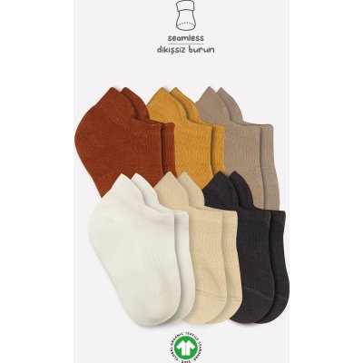 Bistyle Colors Penye Sneakers Soket Çorap, Toprak, 6'lı