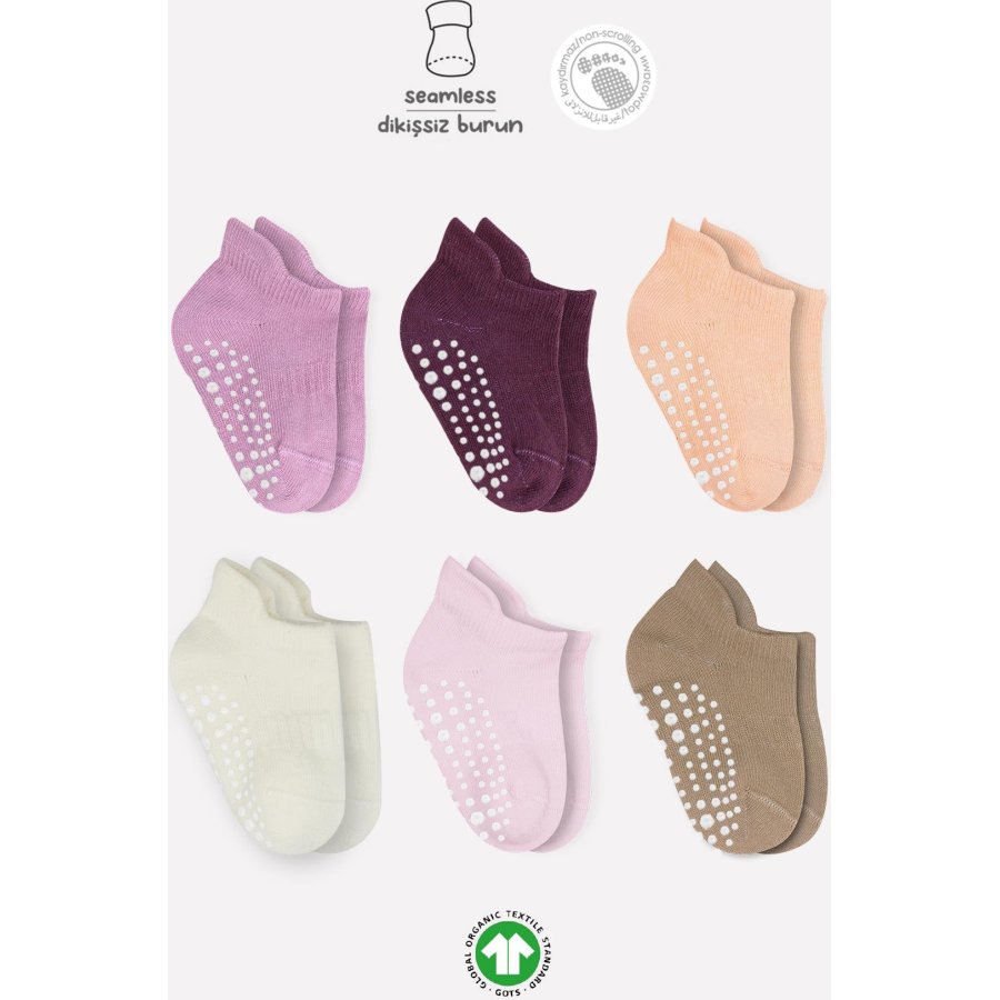 Bistyle 6'Lı Sneakers Kaymaz Penye Çorap 20102 Gül Kurusu