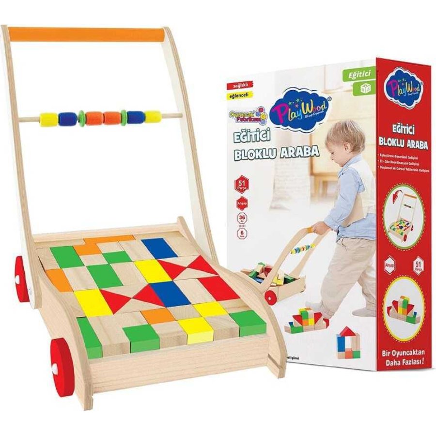PlayWood Ahşap Eğitici Bloklu Araba 373