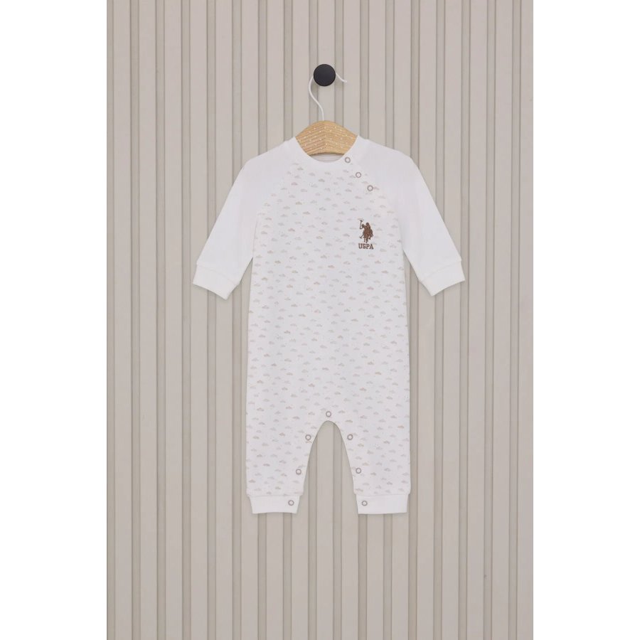 U.S.Polo Erkek Bebek Uzun Kol Patiksiz Tulum USB2025 Krem