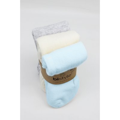 Bistyle Penye Külotlu Çorap, Mavi, Ekru, 3'lü