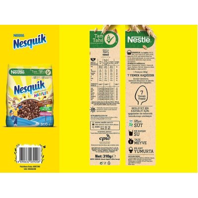 Nesquik Harfler Kakaolu Buğday ve Mısır Gevreği, 310 g
