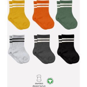 Bistyle Penye Çemberli Soket Çorap, Turuncu, 6'lı