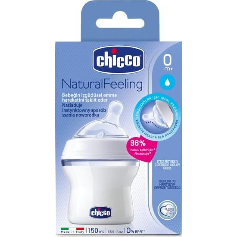 Chicco Natural Feeling Silikon Emzikli PP Biberon, 0+ Ay, 150 ml