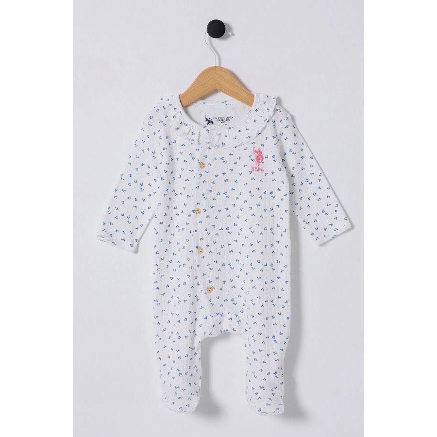 U.S Polo Bebek Tulum USB2435 Beyaz-Mavi