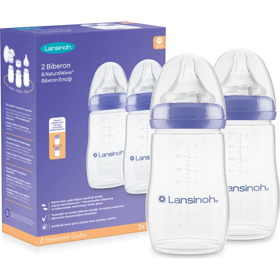 Lansinoh Biberon 2'Li Natural Wawa Biberon Emziği 240 ml
