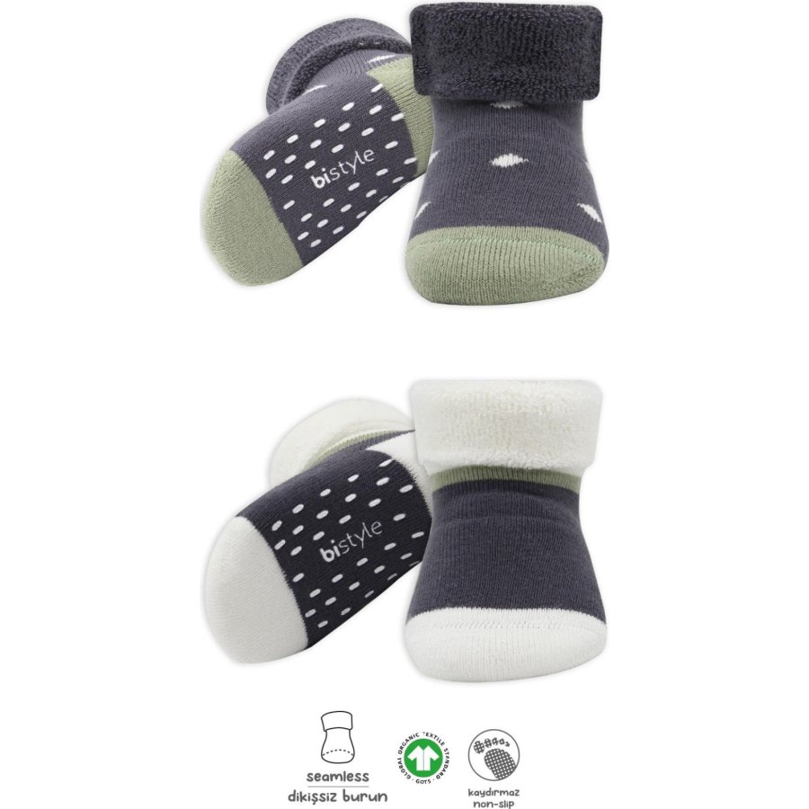 Bistyle Puanlı Kaymaz Havlu Soket Çorap 2'Li BS10502 Antrasit