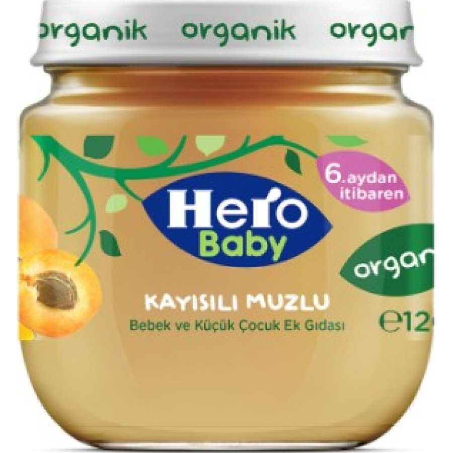 Hero Baby Organik Kayısı Muz Püresi Kavanoz Mama 120 Gr