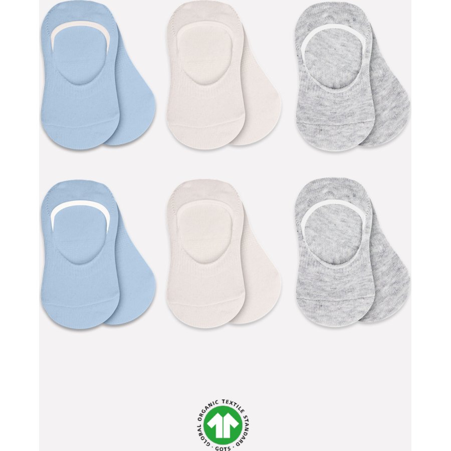 Bistyle 6'Lı Silikonlu Babet Penye Çorap 30101 Mavi Ekru Gri