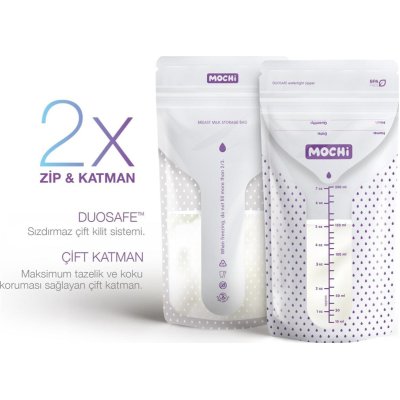 Mochi Anne Sütü Saklama Poşeti, 200 ml, 50 Adet