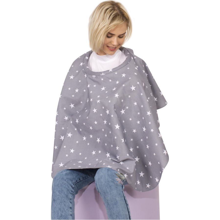 Sevi Bebe Anne Emzirme Örtüsü Önlüğü, Gri, Yıldız