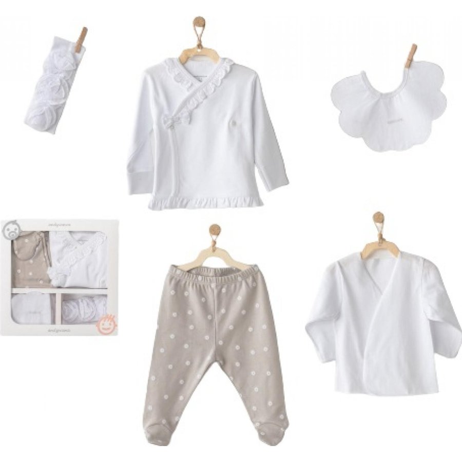 Andywawa Beige & White 5 Parça Hastane Çıkışı, Beyaz