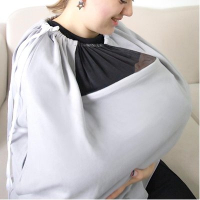 BabyJem Tül Pencereli Emzirme Önlüğü, Gri