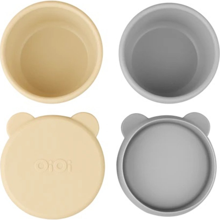 OiOi Silikon Kapaklı Mini Kase 2'Li Mini Bites Mellow Yellow / Powder Grey