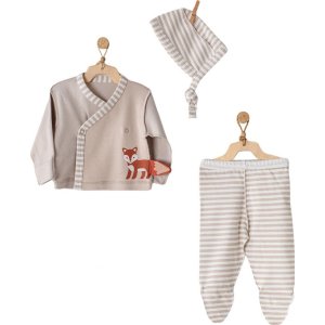 Andywawa Organic Newborn Baby 3'lü Prematüre Zıbın Takımı, Bej