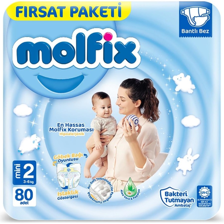 Molfix Bebek Bezi, 2 Beden, 80 Adet