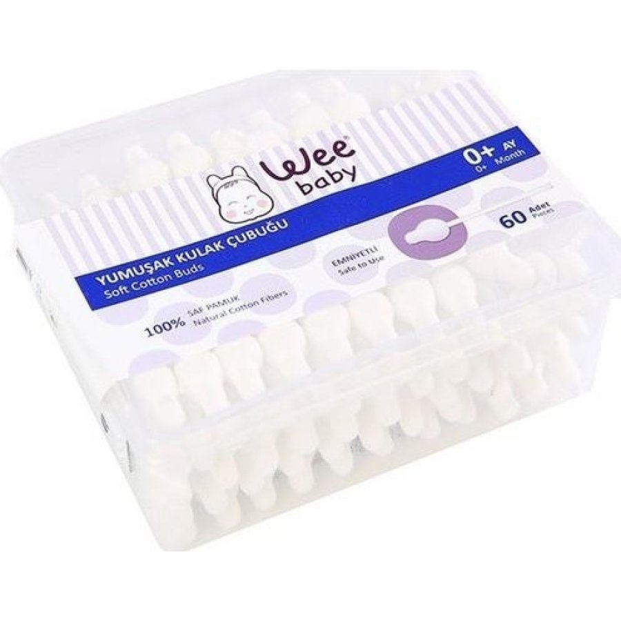 Wee Baby Yumuşak Kulak Temizleme Çubuğu, Emniyetli, 60 Adet