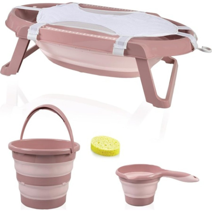 BabyJem Katlanır Banyo 5'Li Küvet Seti 596 Somon