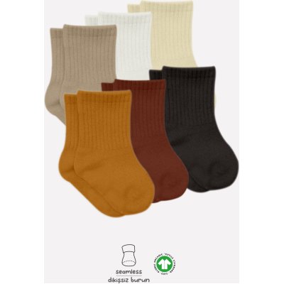 Bistyle Colors Penye Düz Soket Çorap, Toprak, 6'lı