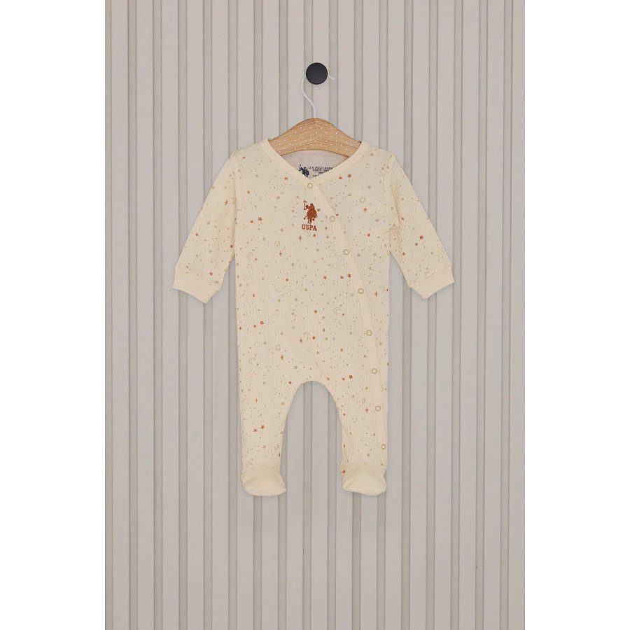 U.S.Polo Kız Bebek Patikli Tulum USB2110 Krem