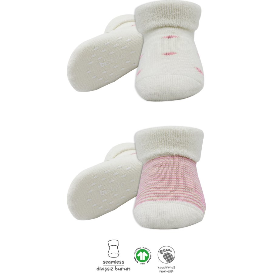 Bistyle 2'Li Havlu Soket Kaymaz Çorap 10504 Ekru Pudra