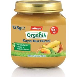 Milupa Organik Kayısı Muz Püresi Kavanoz Maması, 125 g