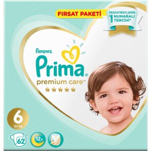 Prima Premium Care Bebek Bezi, 6 Beden, 62 Adet