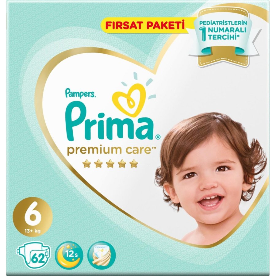 Prima Premium Care Bebek Bezi, 6 Beden, 62 Adet