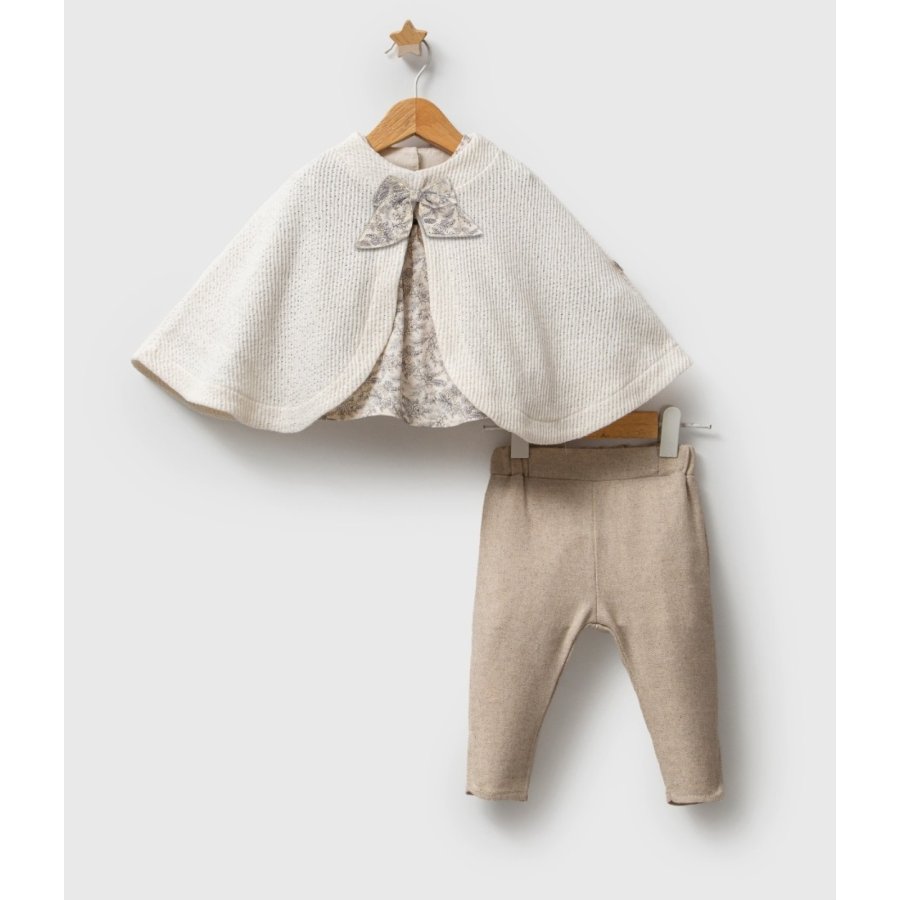 Tongs Baby Trikolu Çiçek Pançolu 3'lü Takım 8024 Ekru