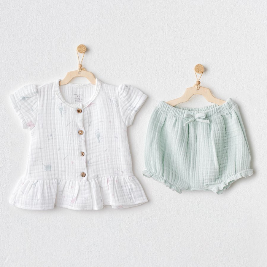 Andywawa AC25509 Love Family Müslin 2'Li Zıbın Set Mint