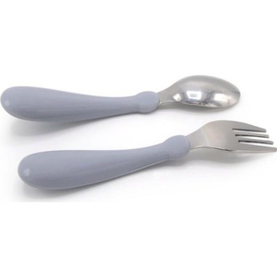 BabyJem Paslanmaz Çelik Çatal Kaşık Seti, Gri