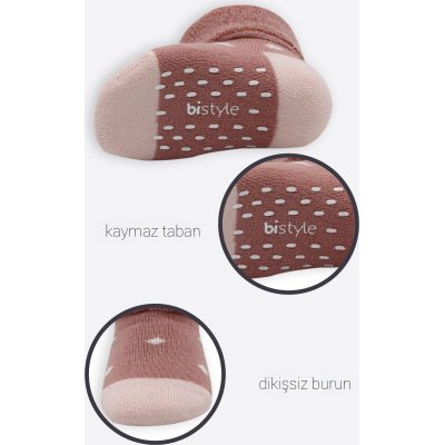 Bistyle Puanlı Kaymaz Havlu Soket Çorap 2'Li BS10502 Pudra Pembe