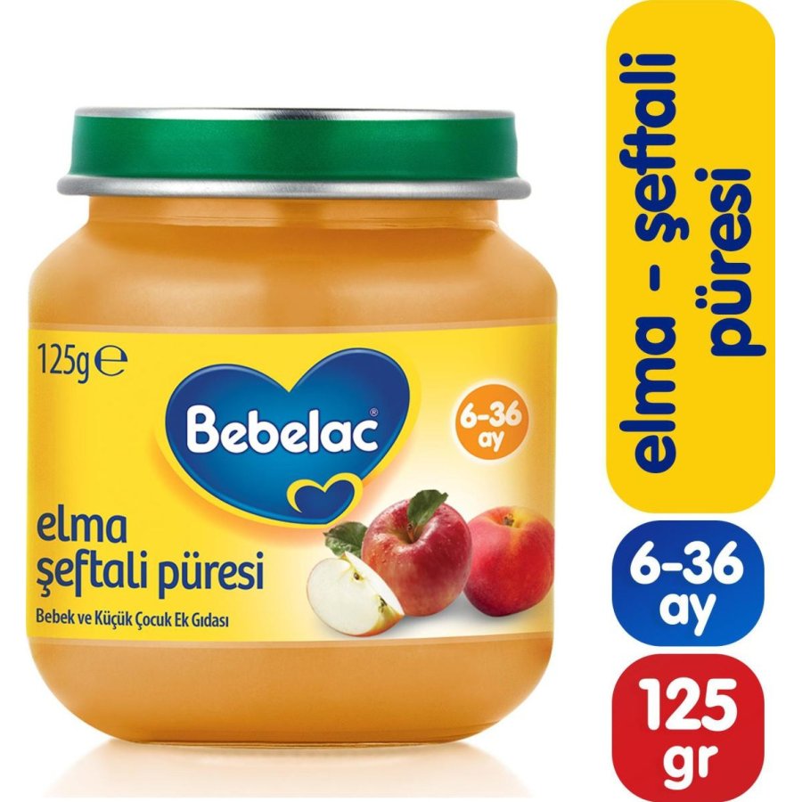 Bebelac Elma Şeftali Püresi Kavanoz Maması, 125 g