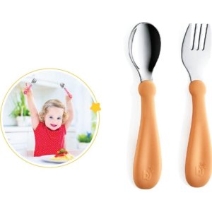 BabyJem Paslanmaz Çelik Çatal Kaşık Seti, Somon