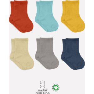 Bistyle Colors Penye Düz Soket Çorap, Kiremit, 6'lı