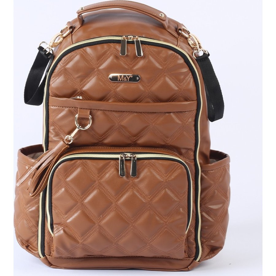 M&Y Oeste Deri Anne Bebek Bakım Sırt Çantası, Taba