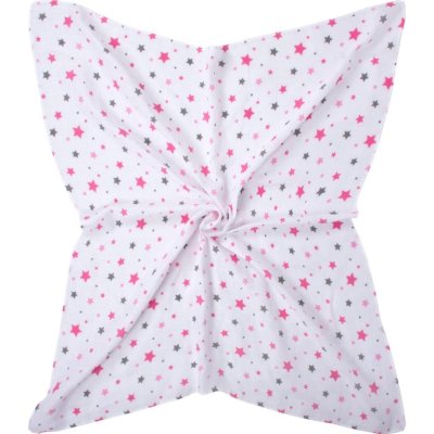 Sevi Bebe Desenli Müslin Battaniye, 120x100, Pembe, Yıldız Yağmuru
