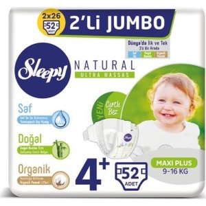 Sleepy Natural Bebek Bezi, 4+ Numara, 52 Adet