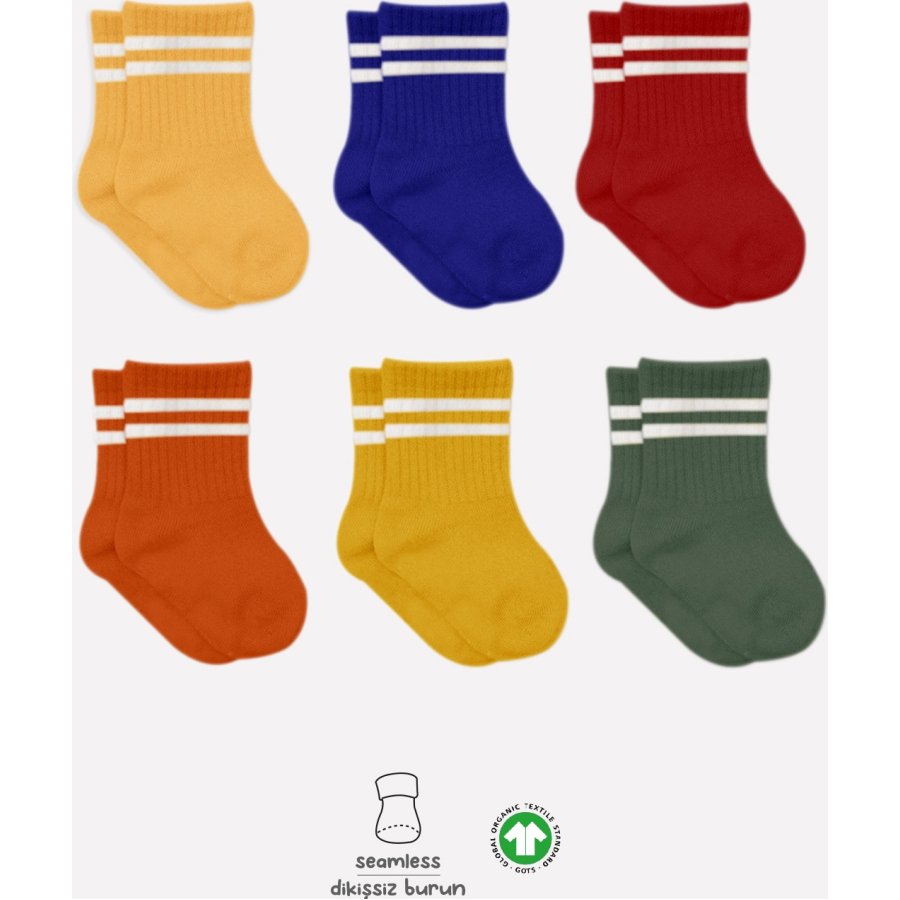 Bistyle Penye Çemberli Soket Çorap, Sarı, 6'lı