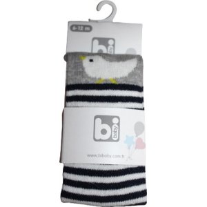 Bibaby Desenli Külotlu Çorap, Gri, Kuş