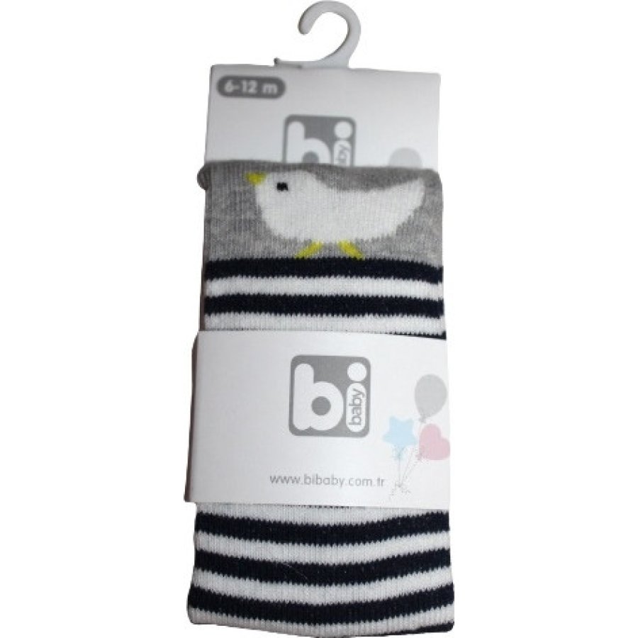 Bibaby Desenli Külotlu Çorap, Gri, Kuş